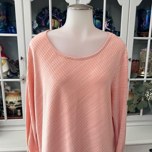 Apt 9 Peach / Pink Textured Top with Tie Sleeves Size XL - Picture 2 of 9